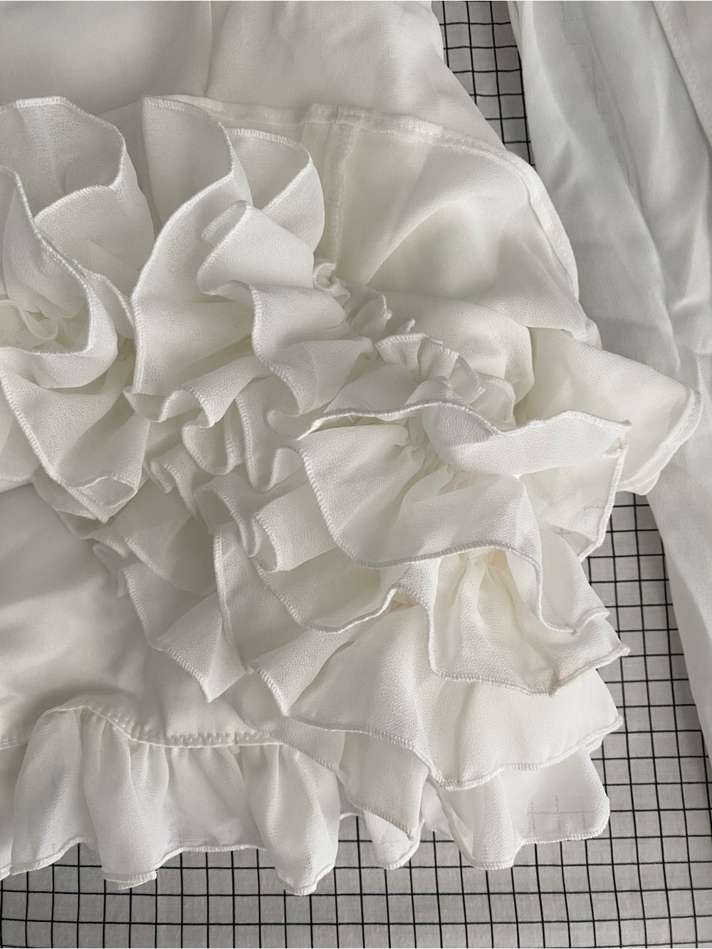 Off-Shoulder White Ruffle Mini Dress - Picture 5 of 6